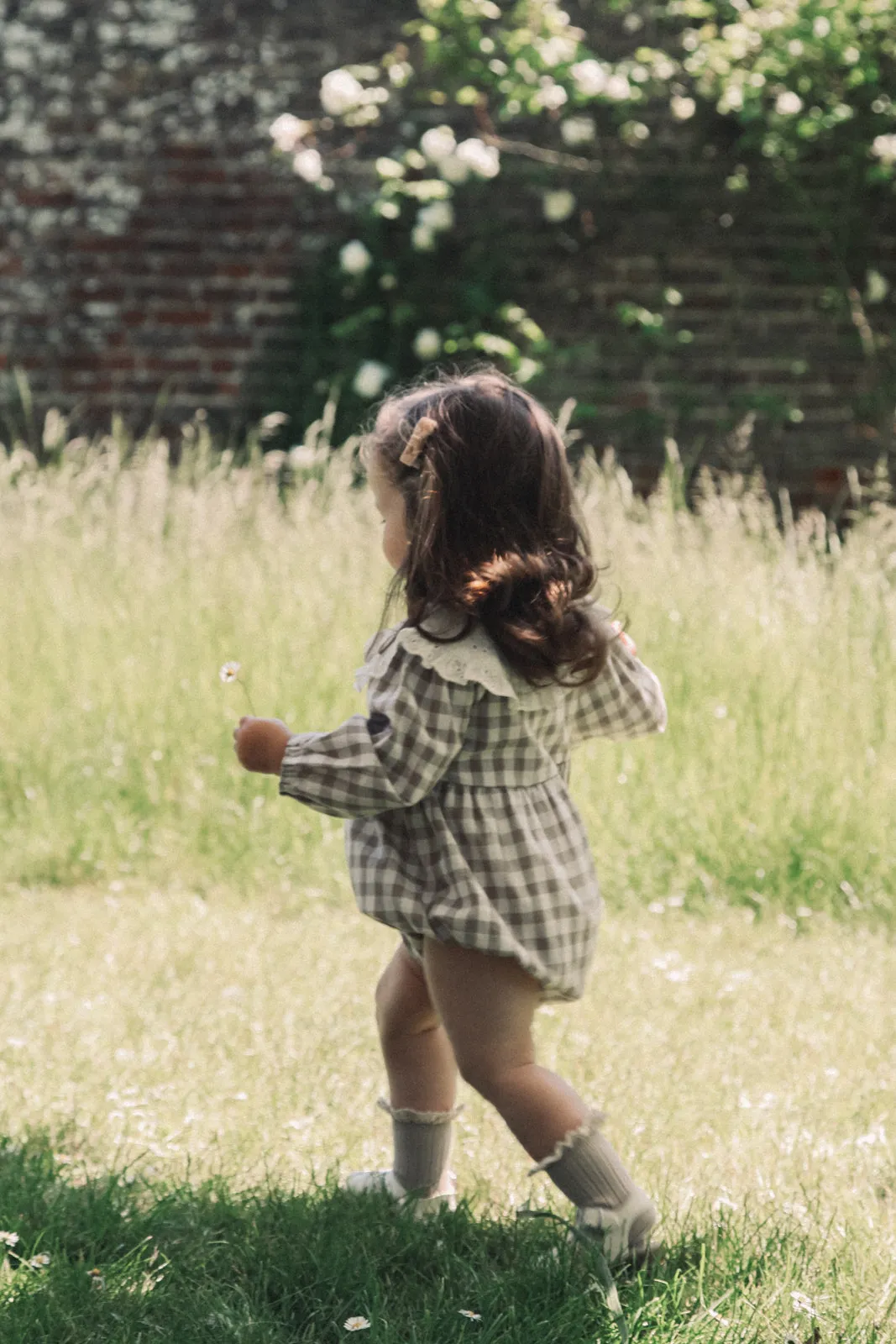 Gingham & White Broderie Oversized Collar Romper