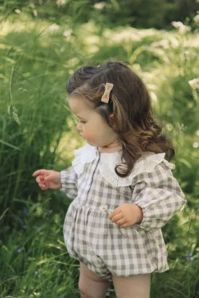 Gingham & White Broderie Oversized Collar Romper