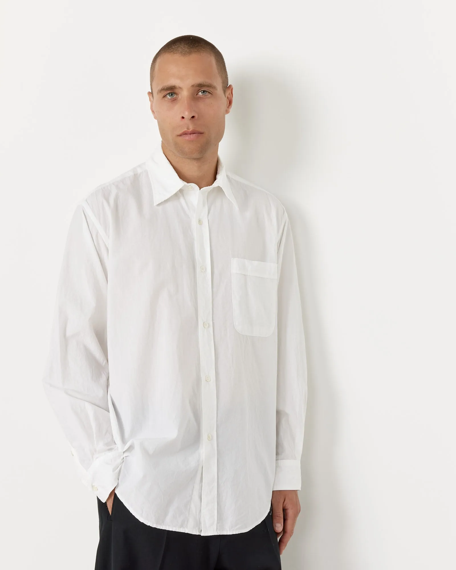 Gio Shirt in Crushed Cotton White