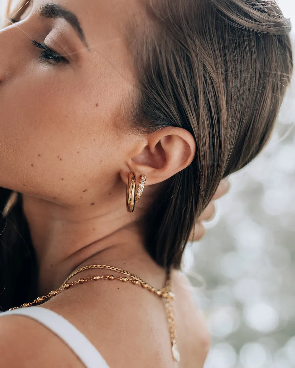 Gold Plated Crystal Cruz Hoops