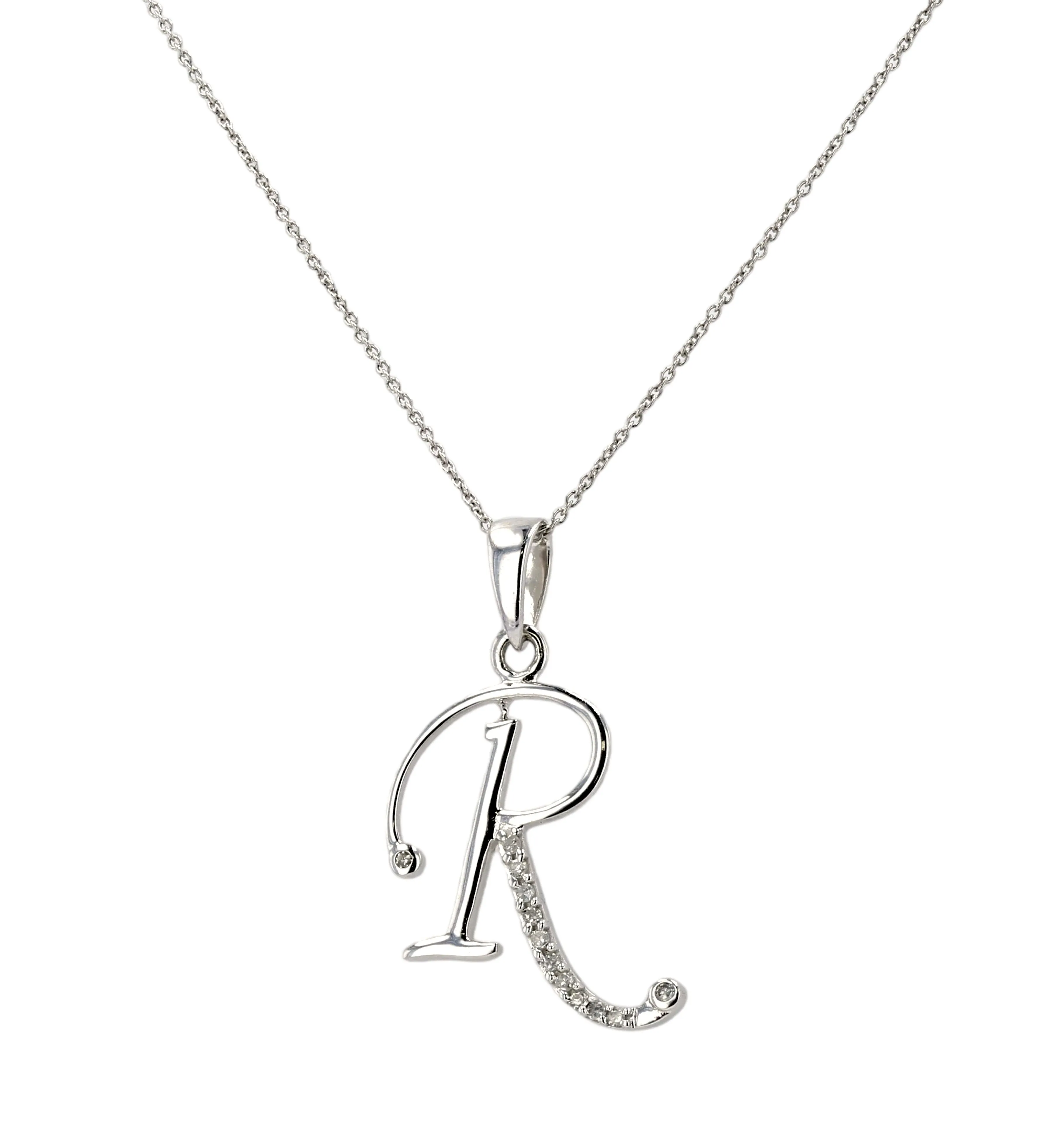 Gold white gold  R letter diamonds