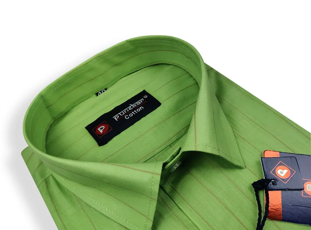 Green Color Lining Cotton Shirt For Men