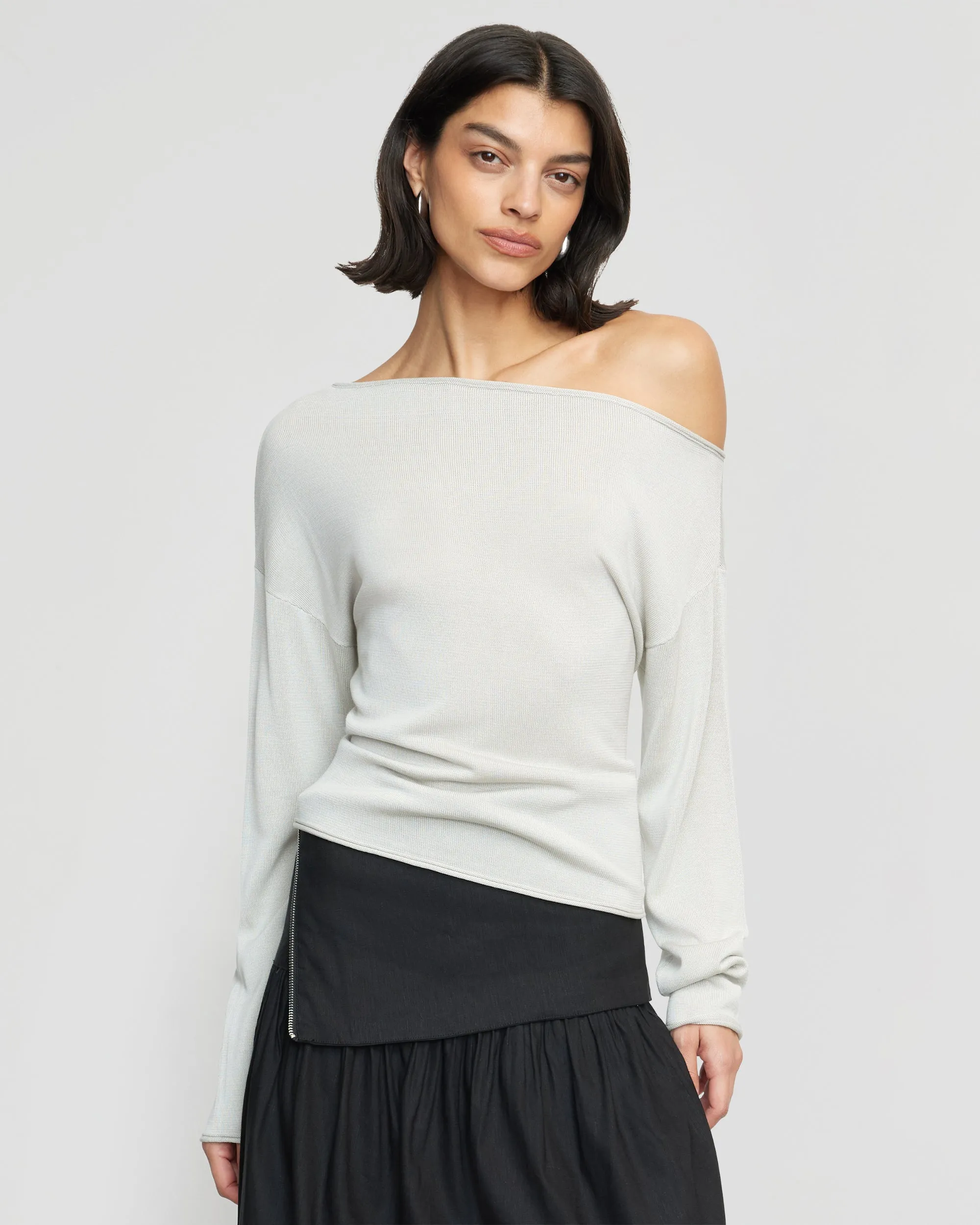 Hachi Tencel-Wool Off-Shoulder Sweater