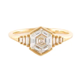 Hexagon Step Cut Engagement Ring