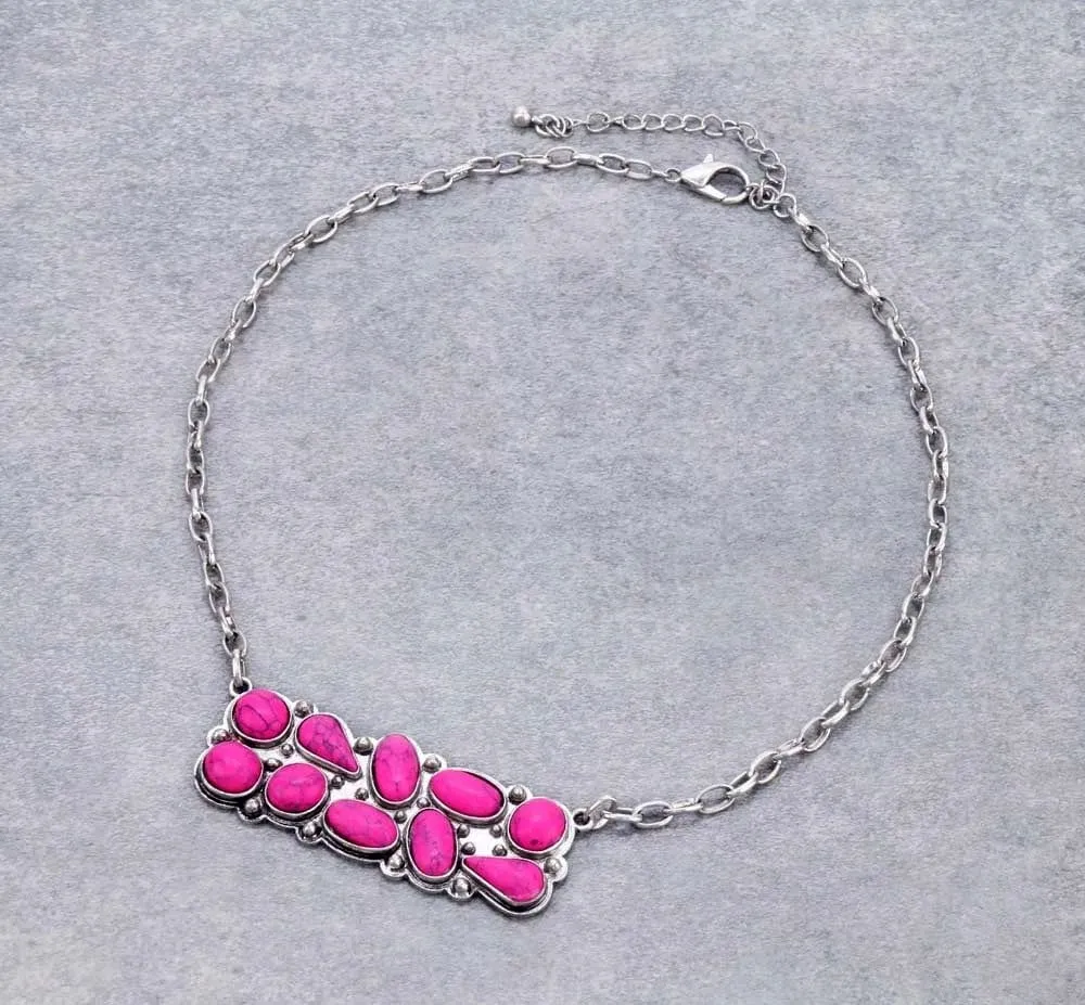 Hot pink bar necklace