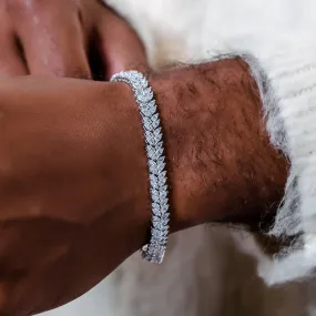 Iced Herringbone Bracelet in White Gold