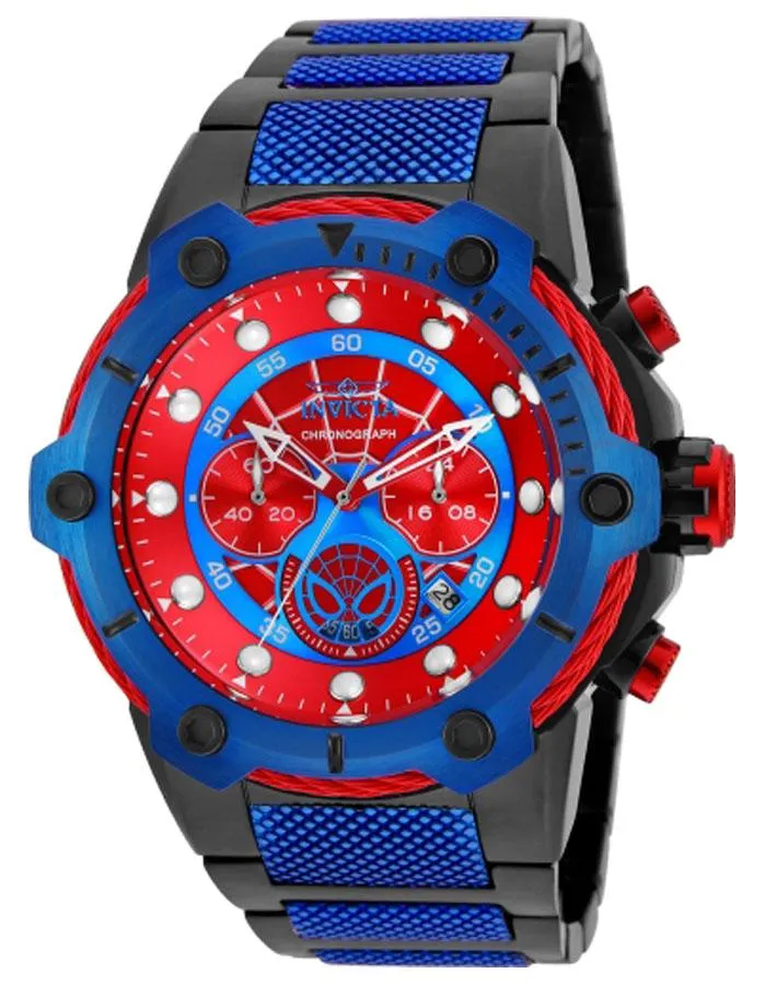 INVICTA Marvel Limited Edition Mens Chronograph- Black & Blue Metal - Spider-Man