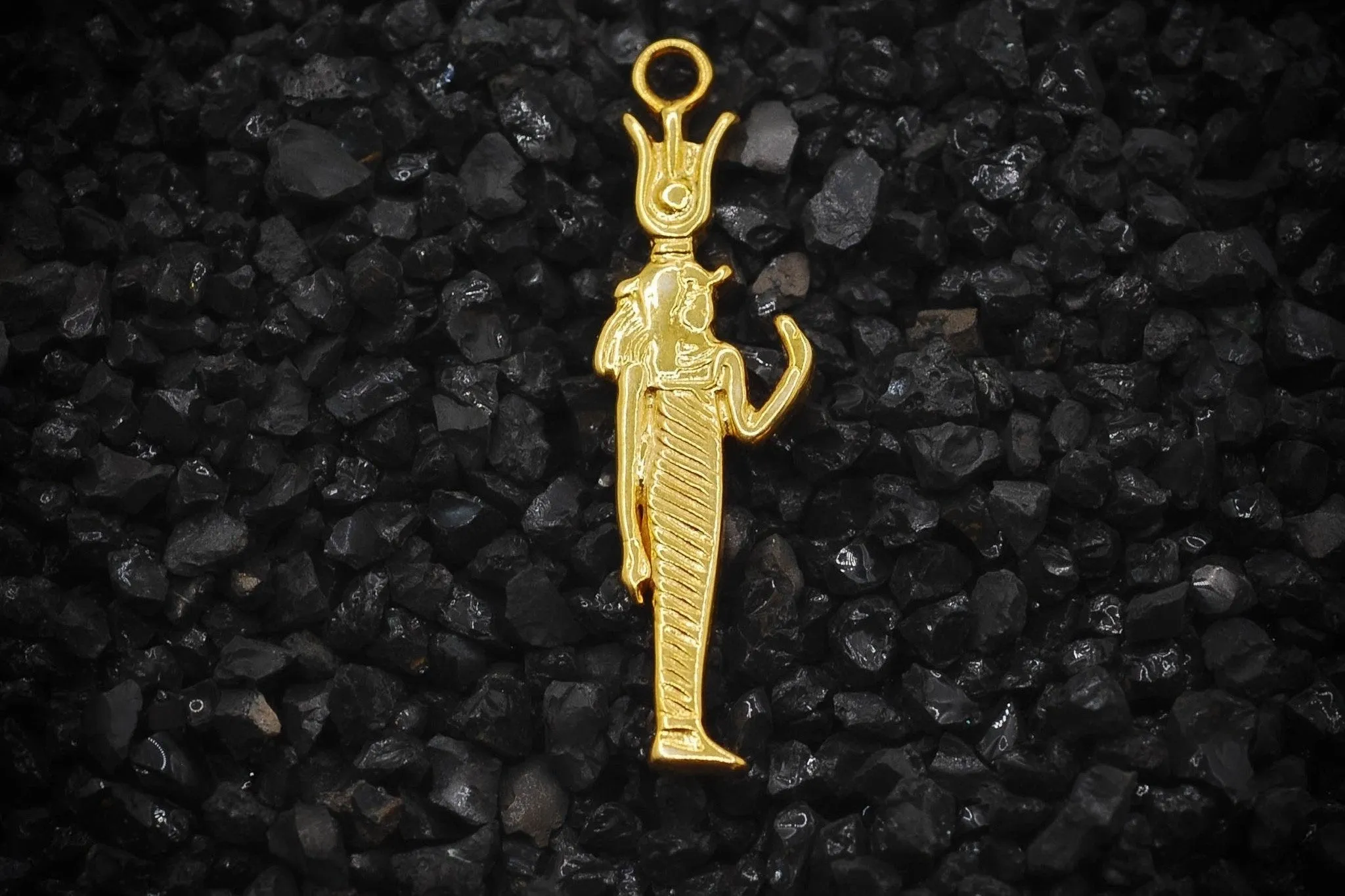 Isis Goddess of Fertility Ancient Egyptian Charm | 925 Sterling Silver, Oxidized or 18K Gold Plated | Jewelry Making Pendant