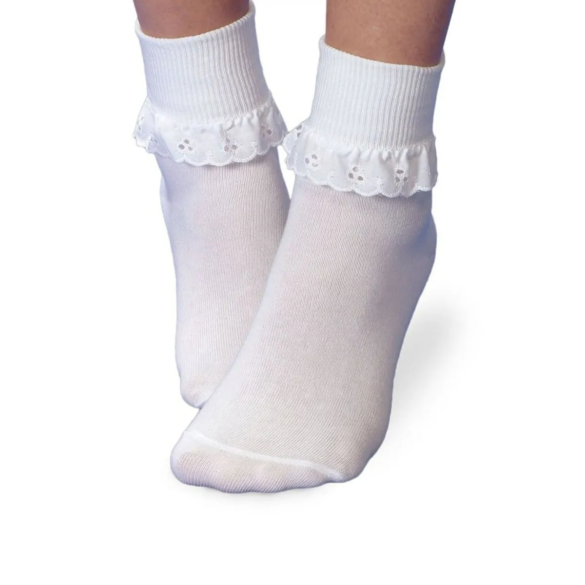 Jefferies Girl's Eyelet White Socks