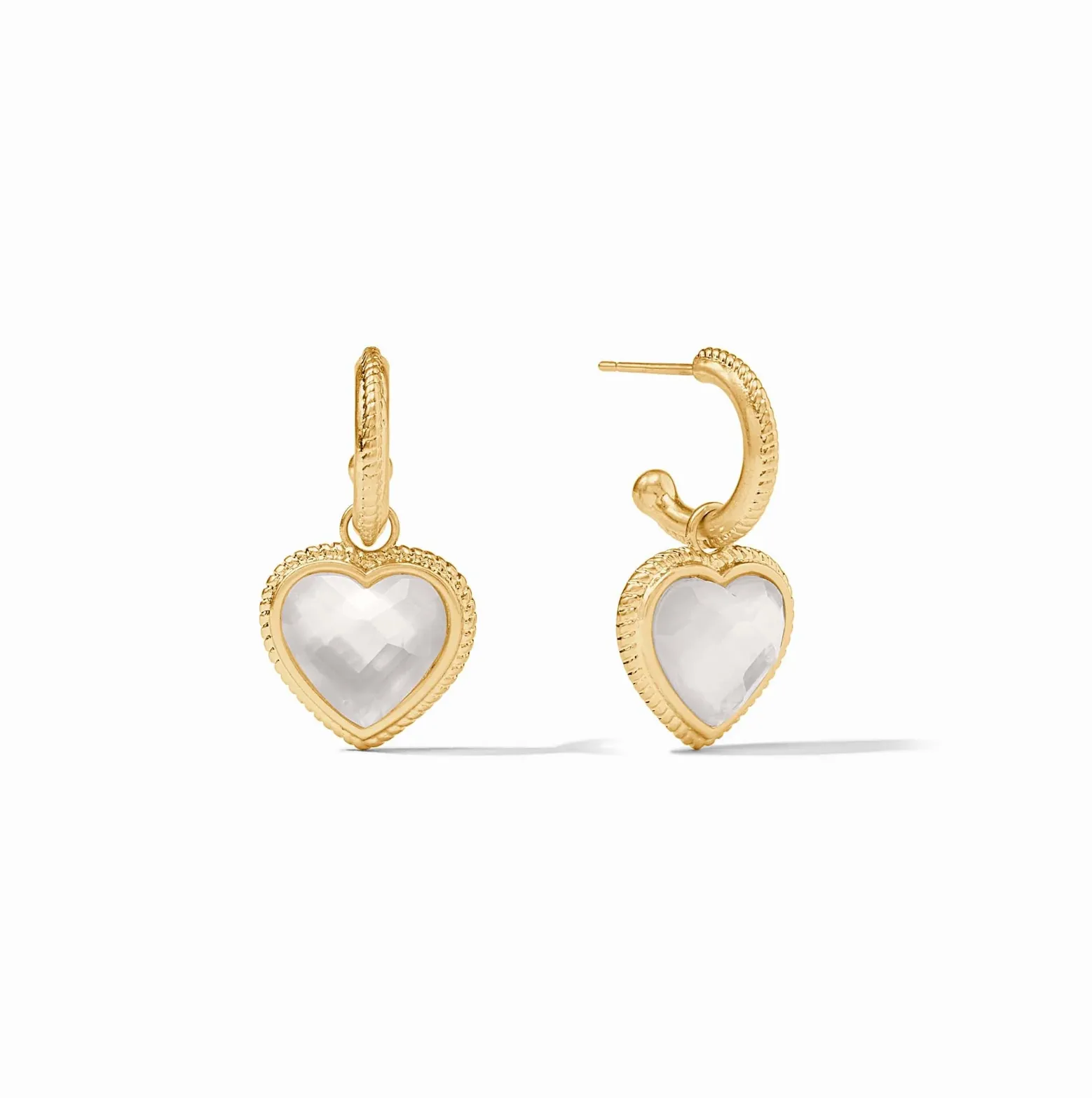 Julie Vos Heart Hoop & Charm Earring, Clear Crystal