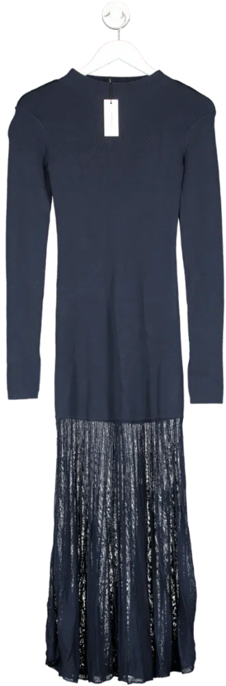 Karen Millen Blue Viscose Blend Knit Sheer Skirt Midaxi Dress UK XS