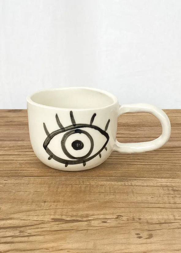 Kaz Handmade Eye Mug w/White Handle - Large