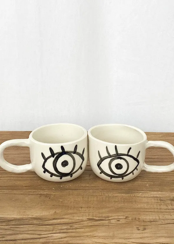 Kaz Handmade Eye Mug w/White Handle - Large