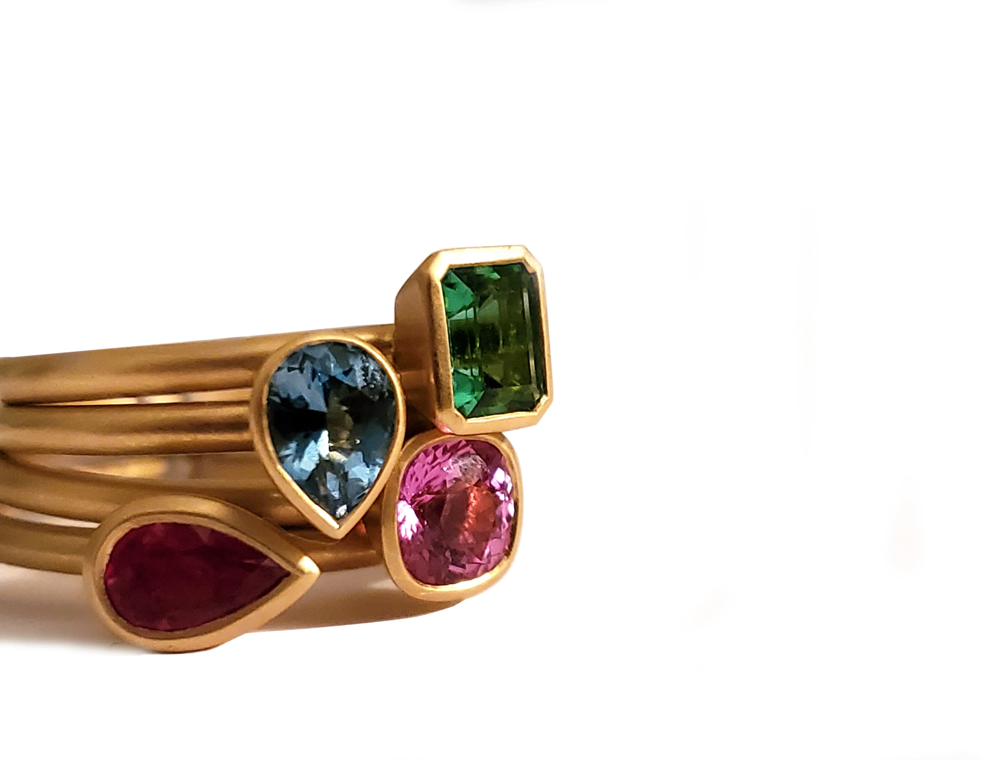 Kimberly Collins Round Pink Sapphire Yellow Gold Ring