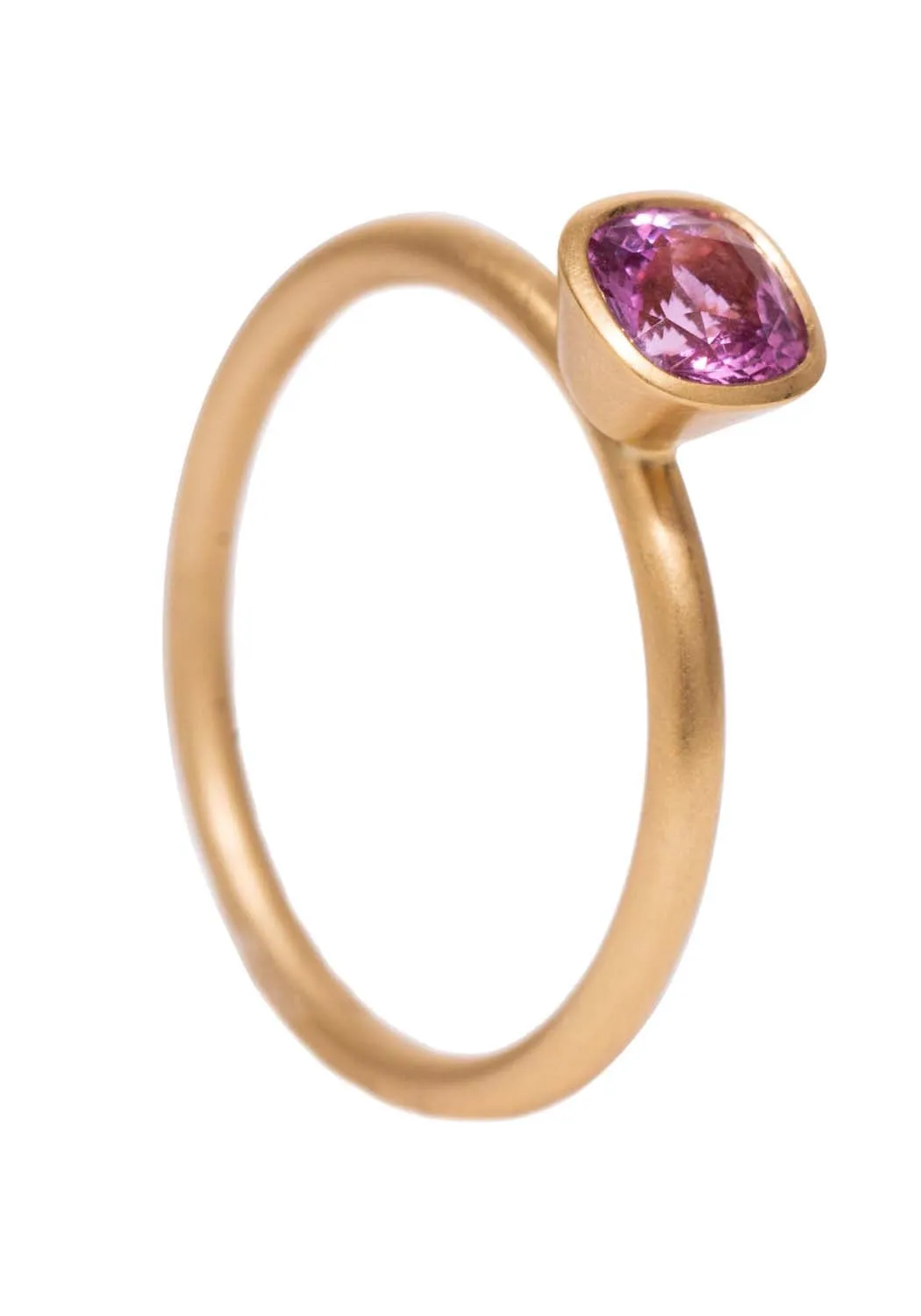 Kimberly Collins Round Pink Sapphire Yellow Gold Ring