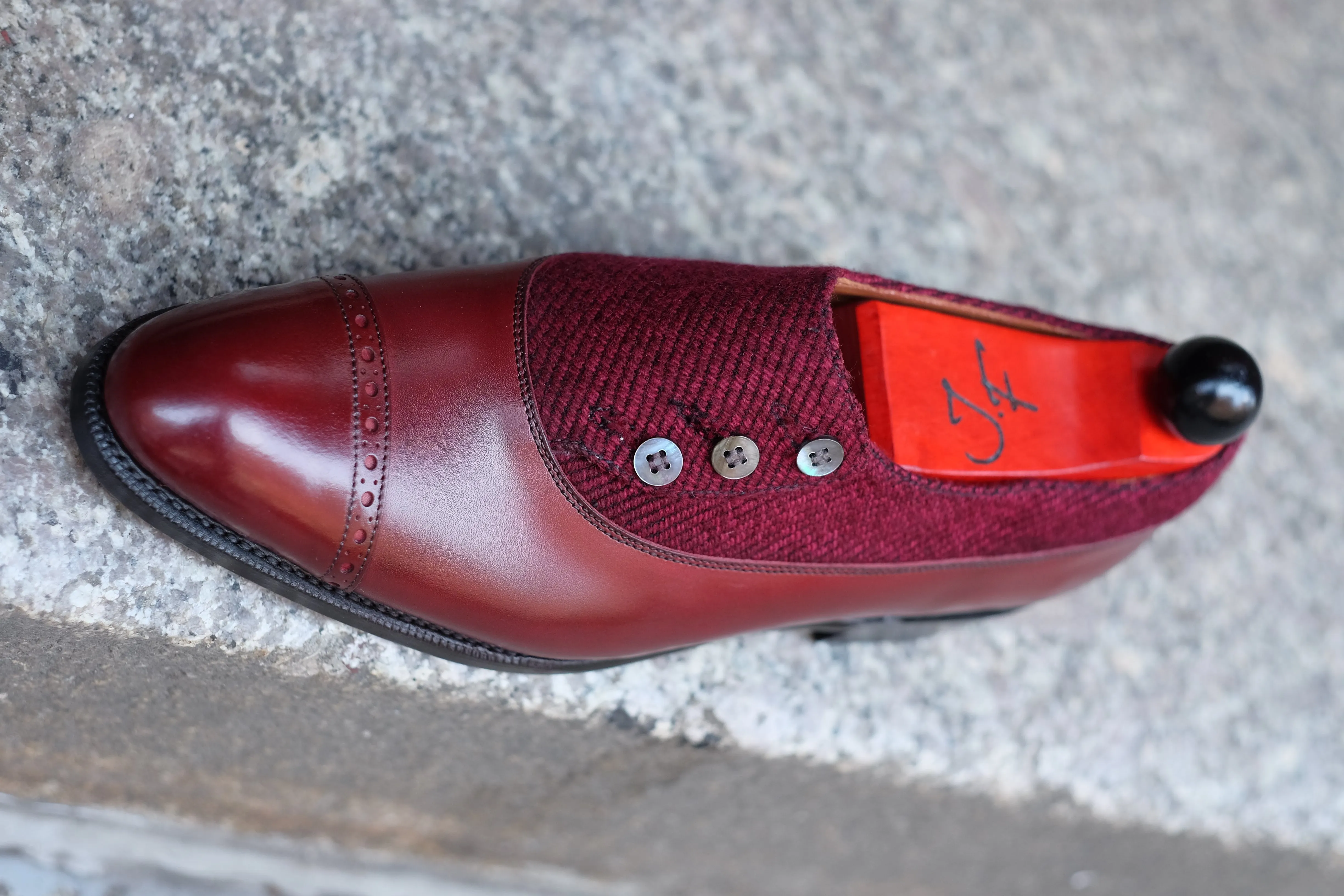 Kingston - MTO - Burgundy Calf / Red Poulsbo - NGT Last - Single Leather Sole