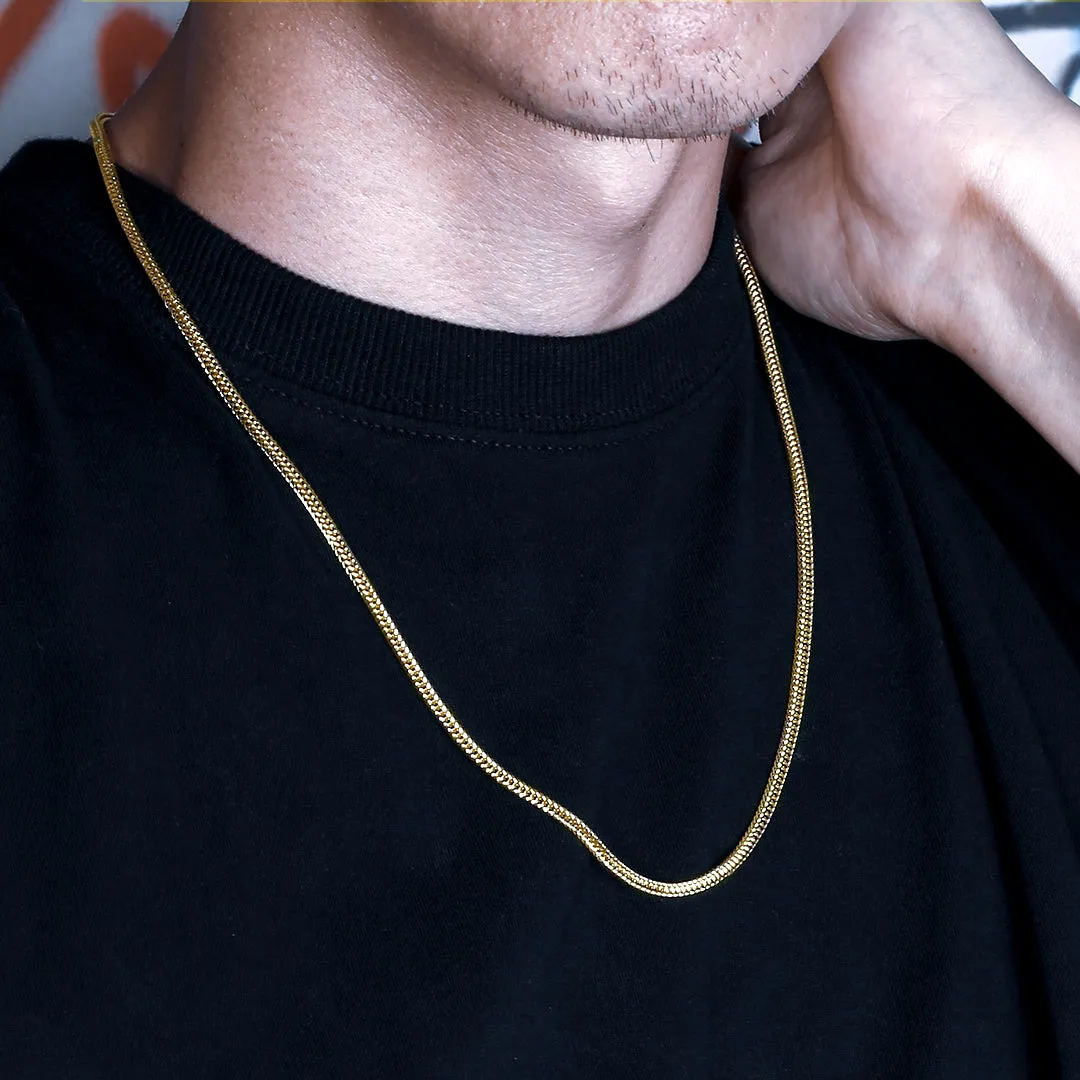 KRKC 2.5mm Stainless Steel Mens Franco Chain in 18K Gold