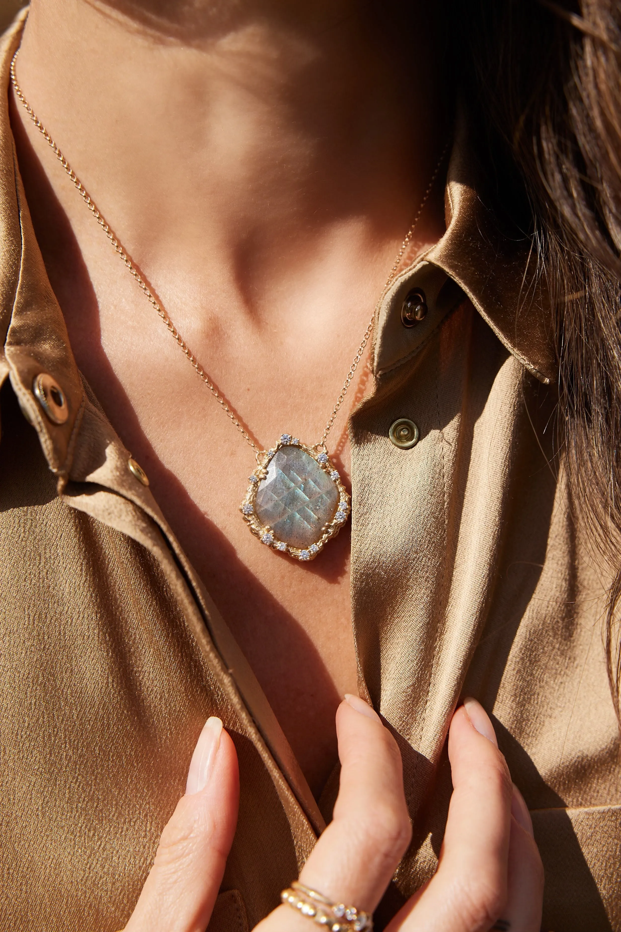 Labradorite   Diamond Moonscape Necklace