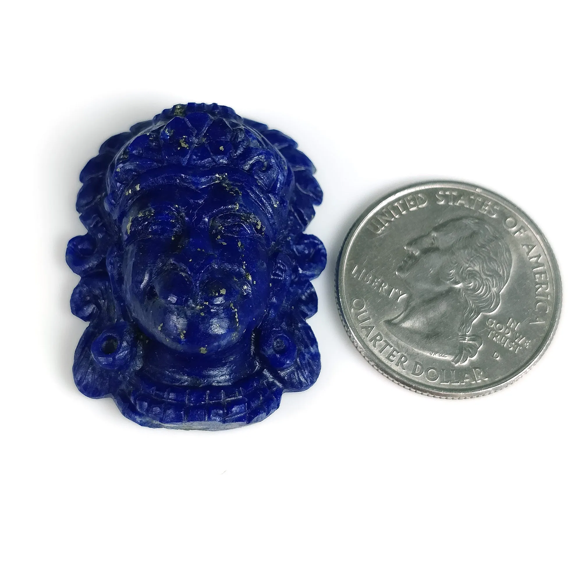 LAPIS LAZULI Gemstone Carving : 72.00cts Natural Untreated Unheated Lapis Hand Carved Lord HANUMAN 35.5*28mm*13(h)