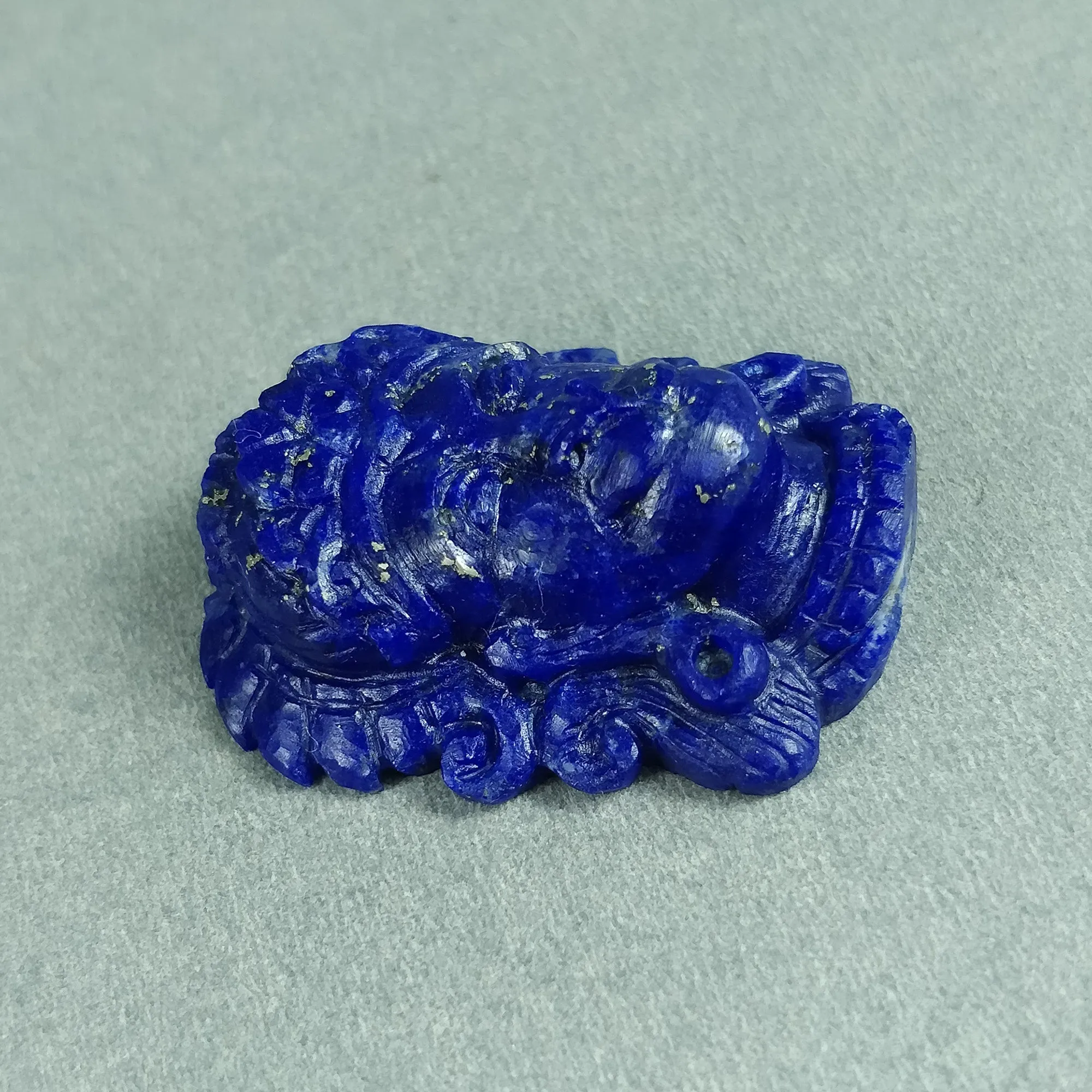 LAPIS LAZULI Gemstone Carving : 72.00cts Natural Untreated Unheated Lapis Hand Carved Lord HANUMAN 35.5*28mm*13(h)