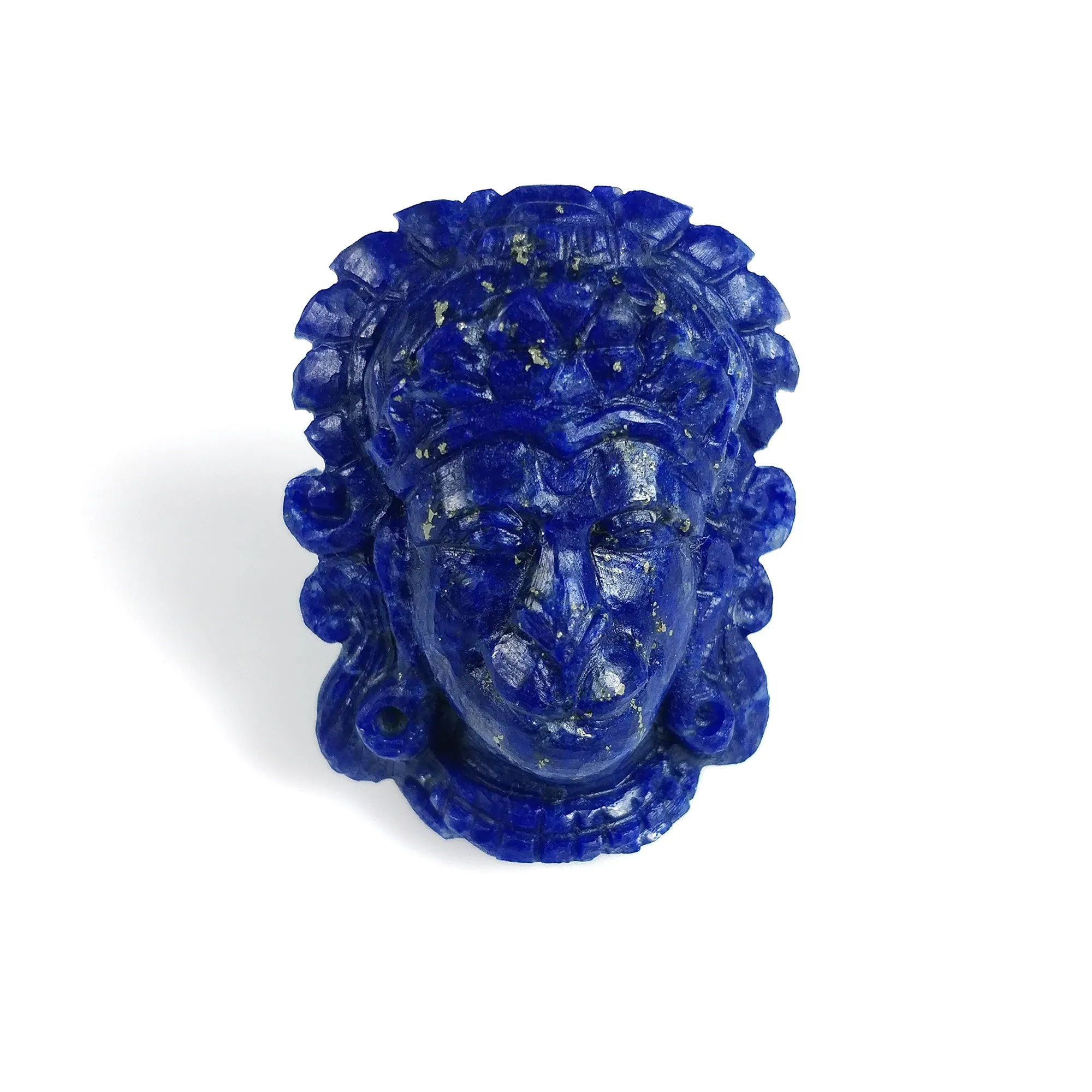 LAPIS LAZULI Gemstone Carving : 72.00cts Natural Untreated Unheated Lapis Hand Carved Lord HANUMAN 35.5*28mm*13(h)