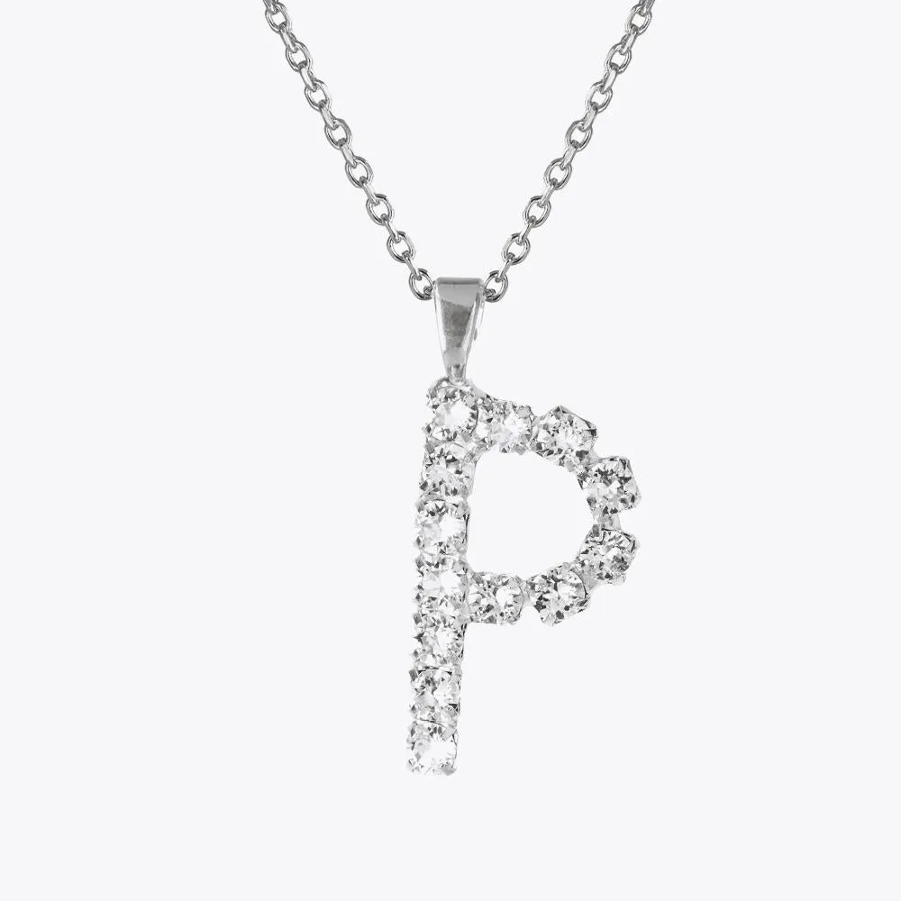 Letter Necklace P / Crystal