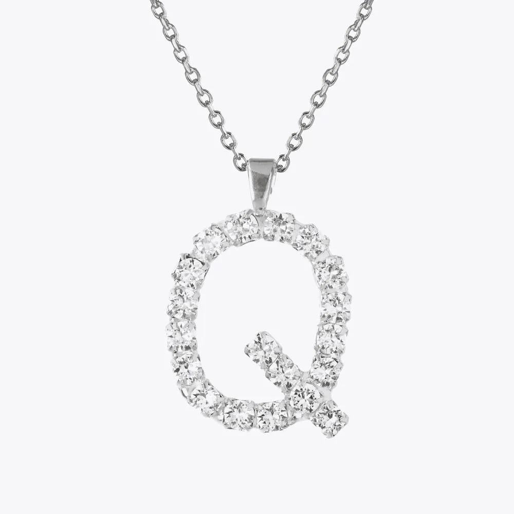 Letter Necklace Q / Crystal