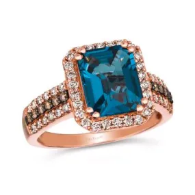 LeVian Blue Topaz and Diamond Ring