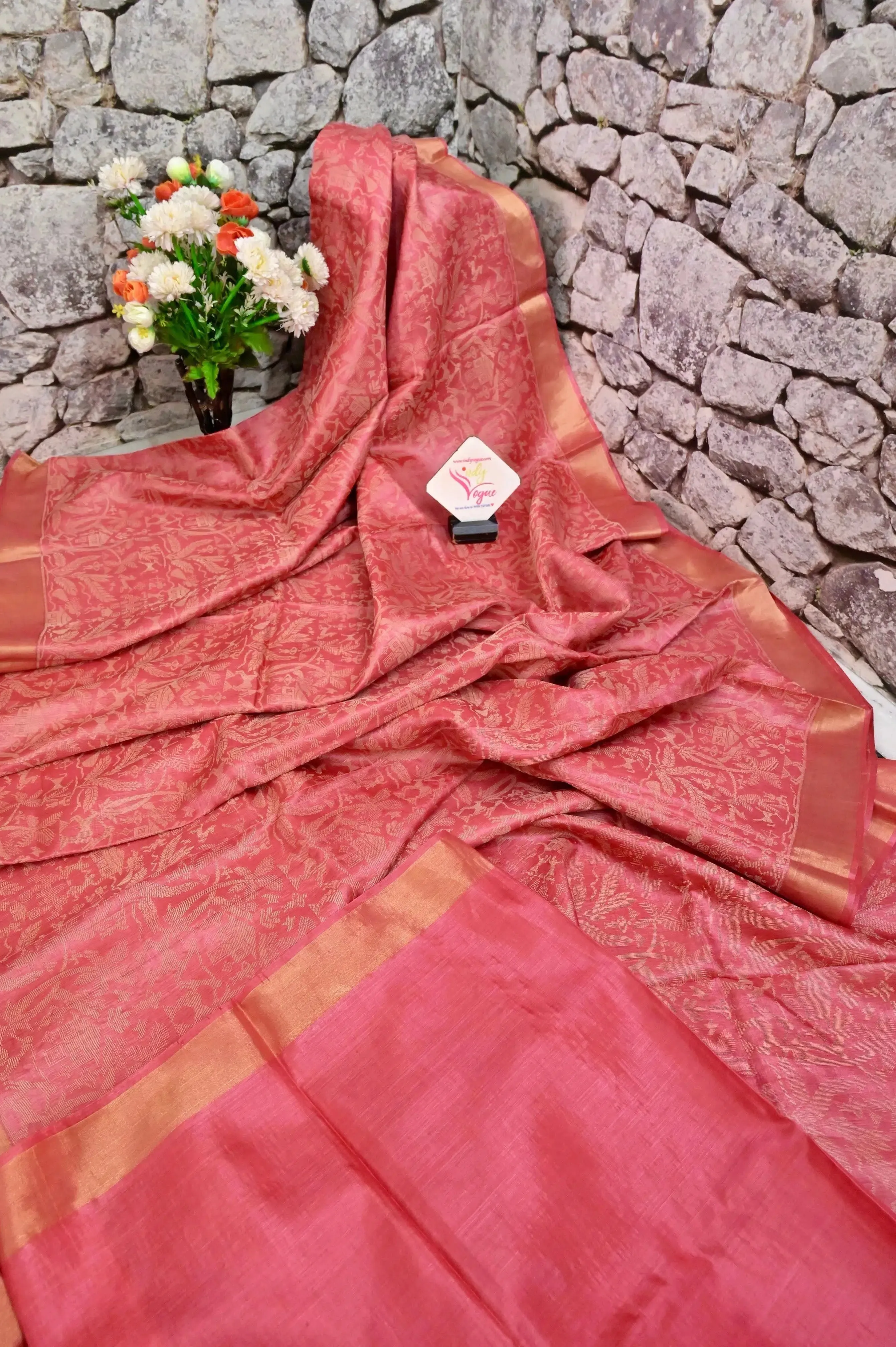 Light Punch Pink Color Pure Chattisgarhi Tussar Saree with Jala Work