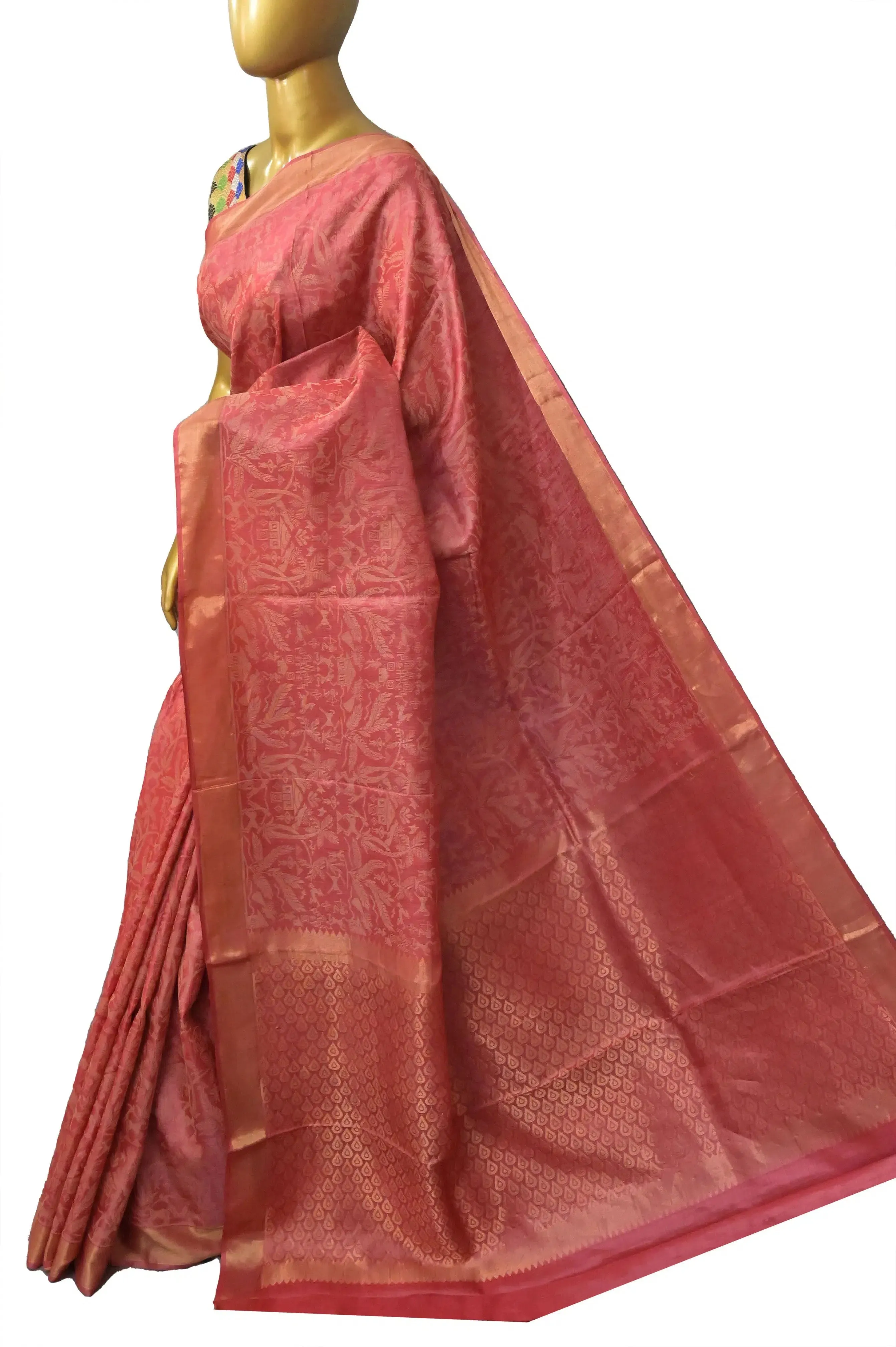 Light Punch Pink Color Pure Chattisgarhi Tussar Saree with Jala Work