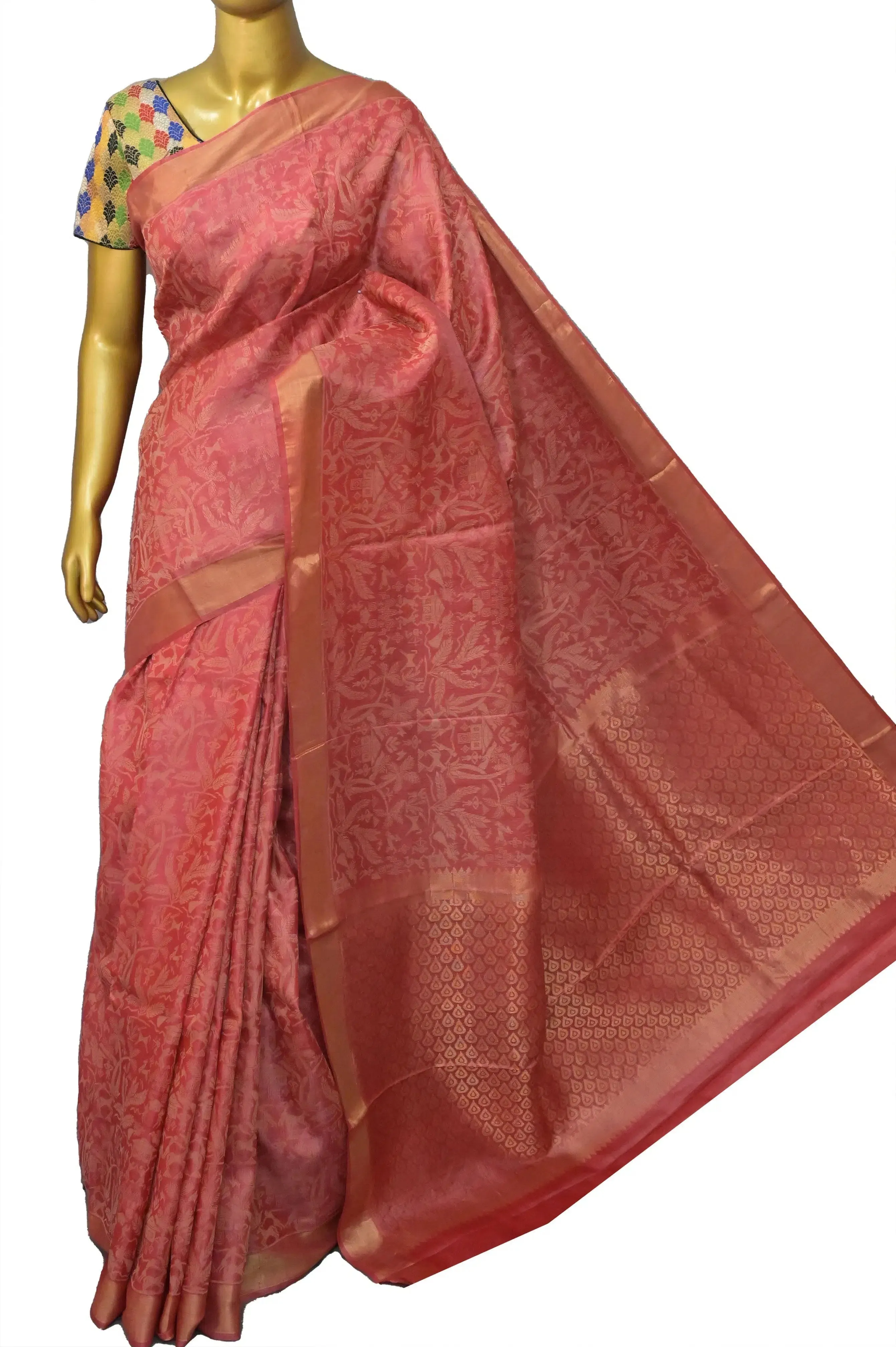 Light Punch Pink Color Pure Chattisgarhi Tussar Saree with Jala Work