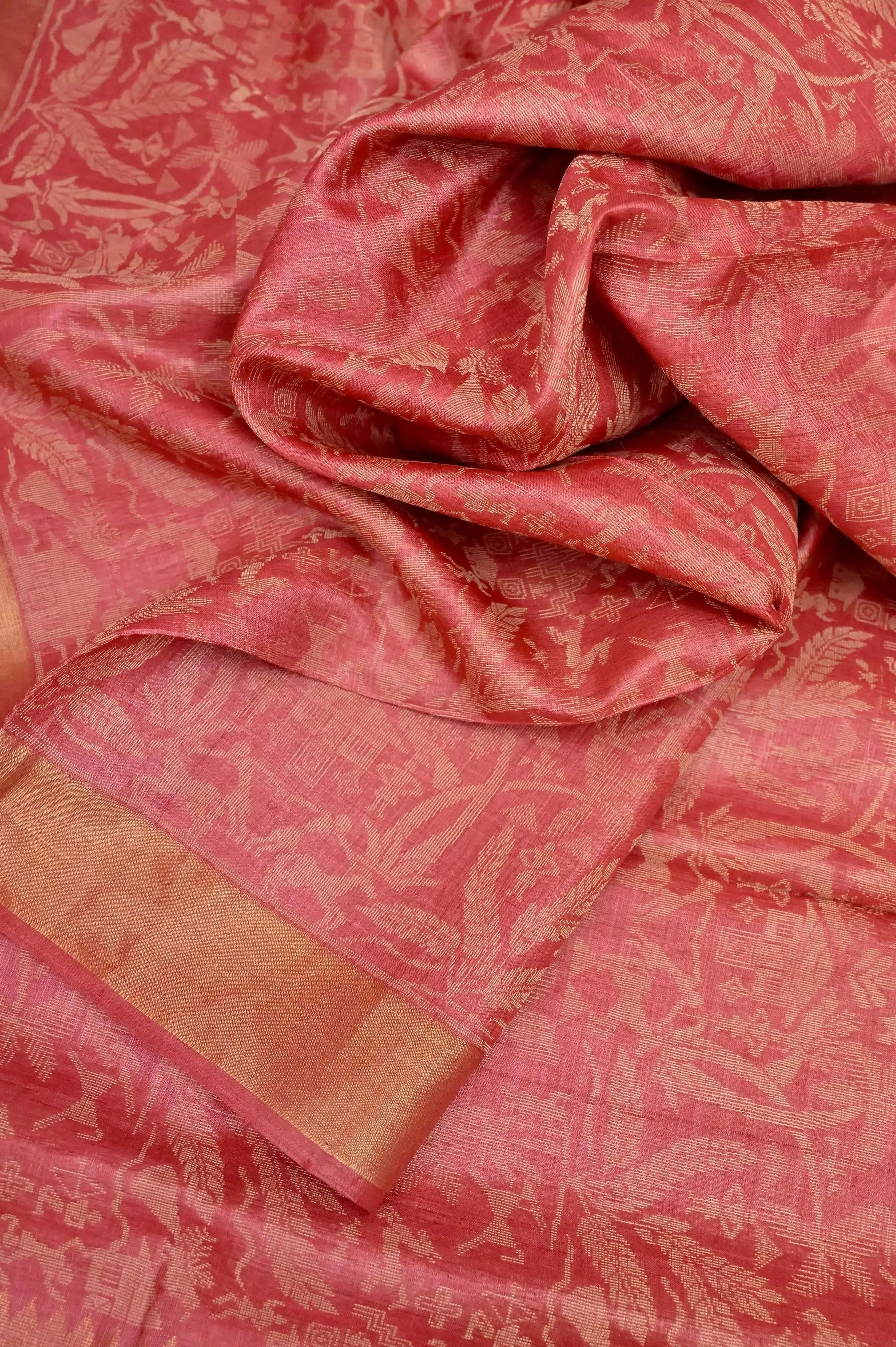 Light Punch Pink Color Pure Chattisgarhi Tussar Saree with Jala Work