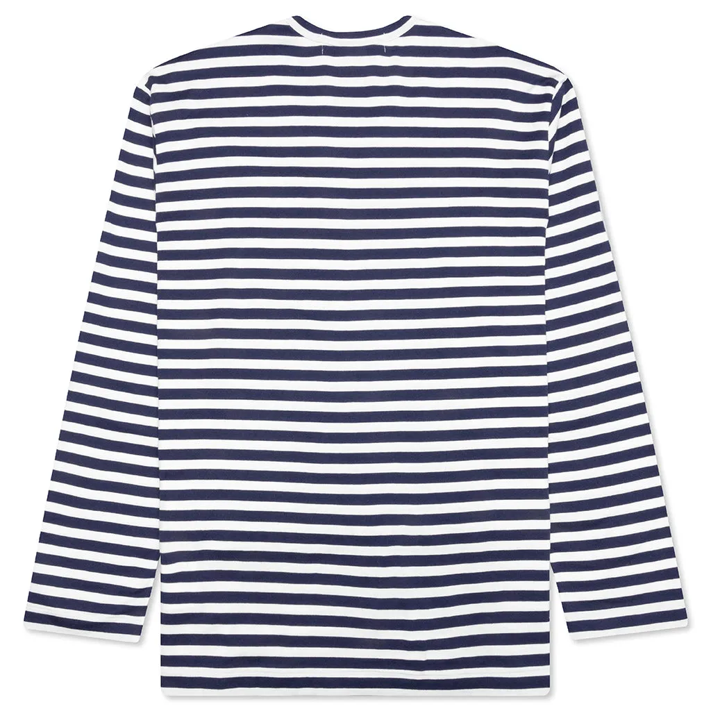 Little Black Heart Striped L/S T-Shirt - Navy/White