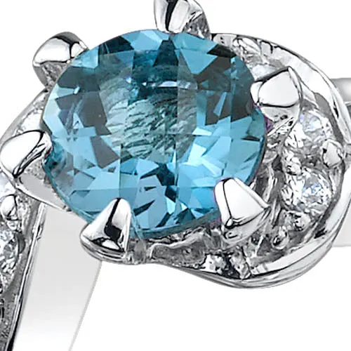 London Blue Topaz Ring Sterling Silver Round Shape 1 Carat Size 6