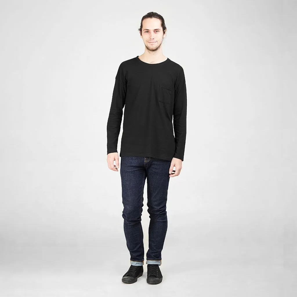 Long Sleeved Pocket T-Shirt | Black