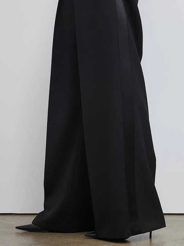 Low Rise Tuxedo Trouser in Black