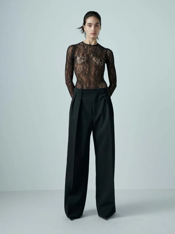 Low Rise Tuxedo Trouser in Black