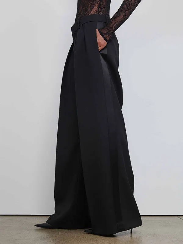 Low Rise Tuxedo Trouser in Black