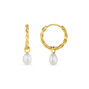 LUXE Rope Pearl Drop Hoop Earrings