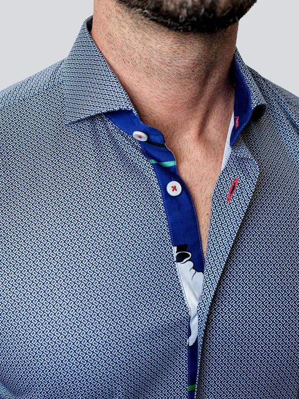 Maceoo Stretch Shirt | Einstein Micro Cube Blue