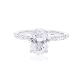 MARK PATTERSON PLATINUM 2.02CT OVAL DIAMOND ENGAGEMENT RING WITH DIAMOND GALLERY AND BAND 0.24CTW