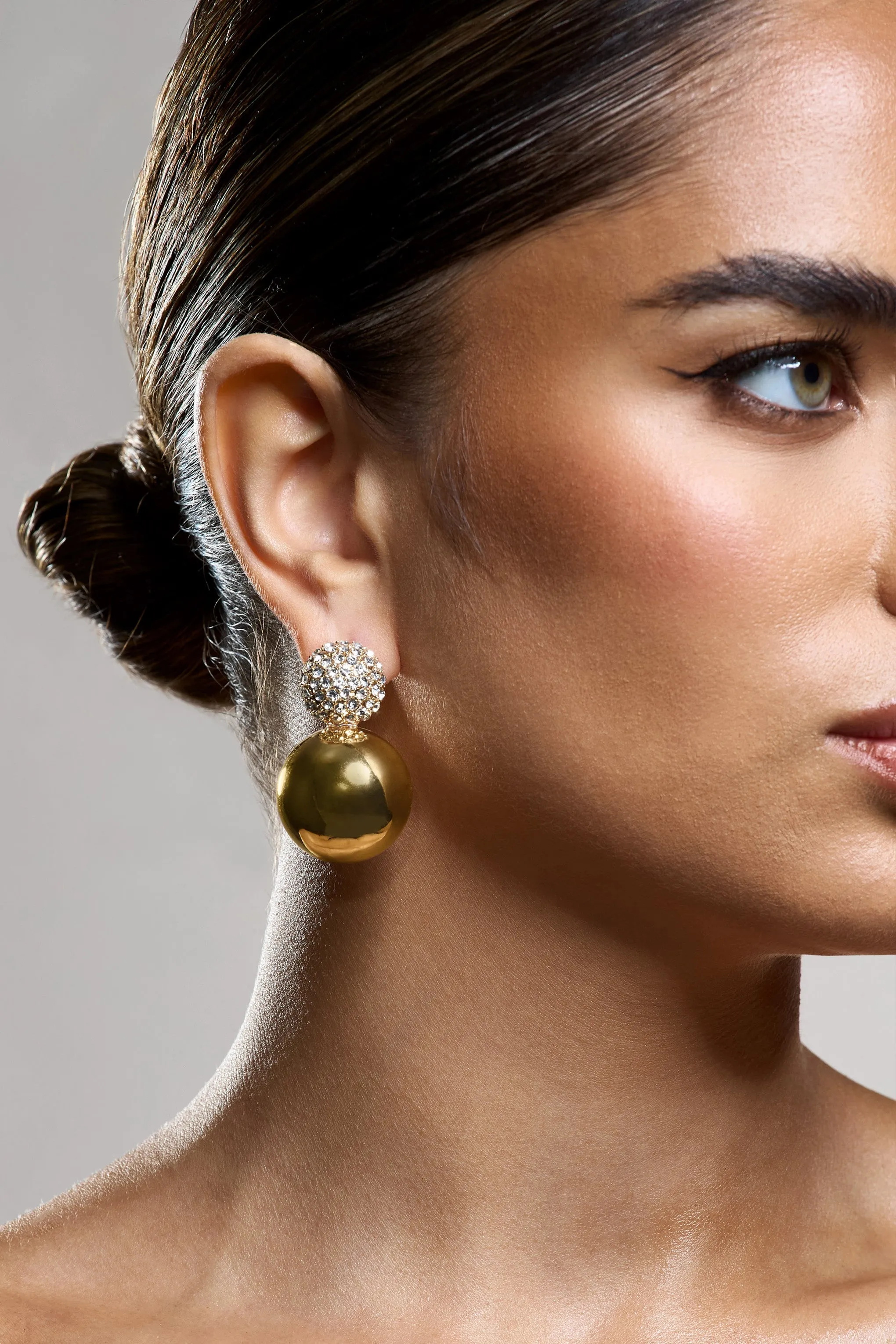 Marlena | Gold Diamante Sphere Drop Earrings