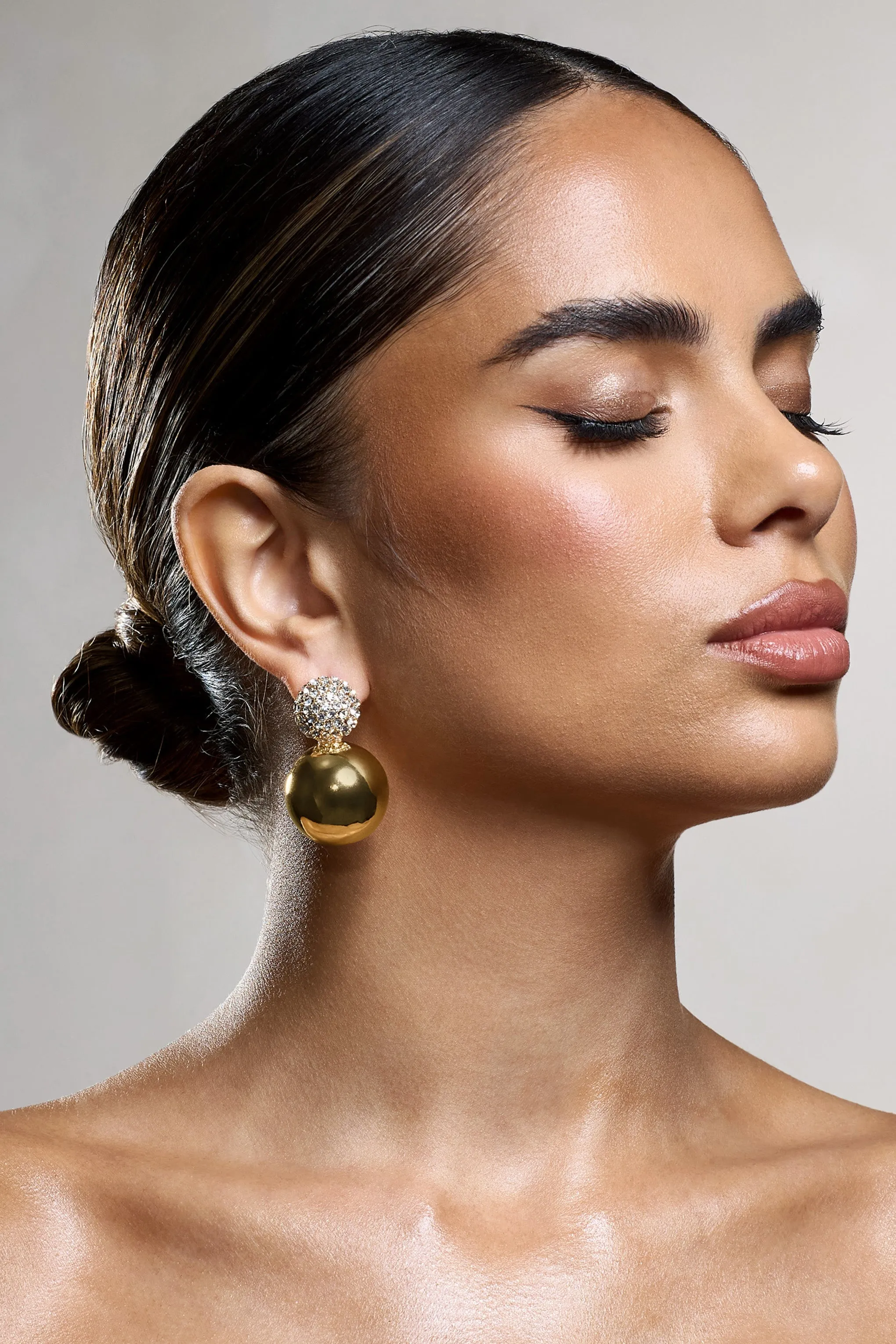 Marlena | Gold Diamante Sphere Drop Earrings