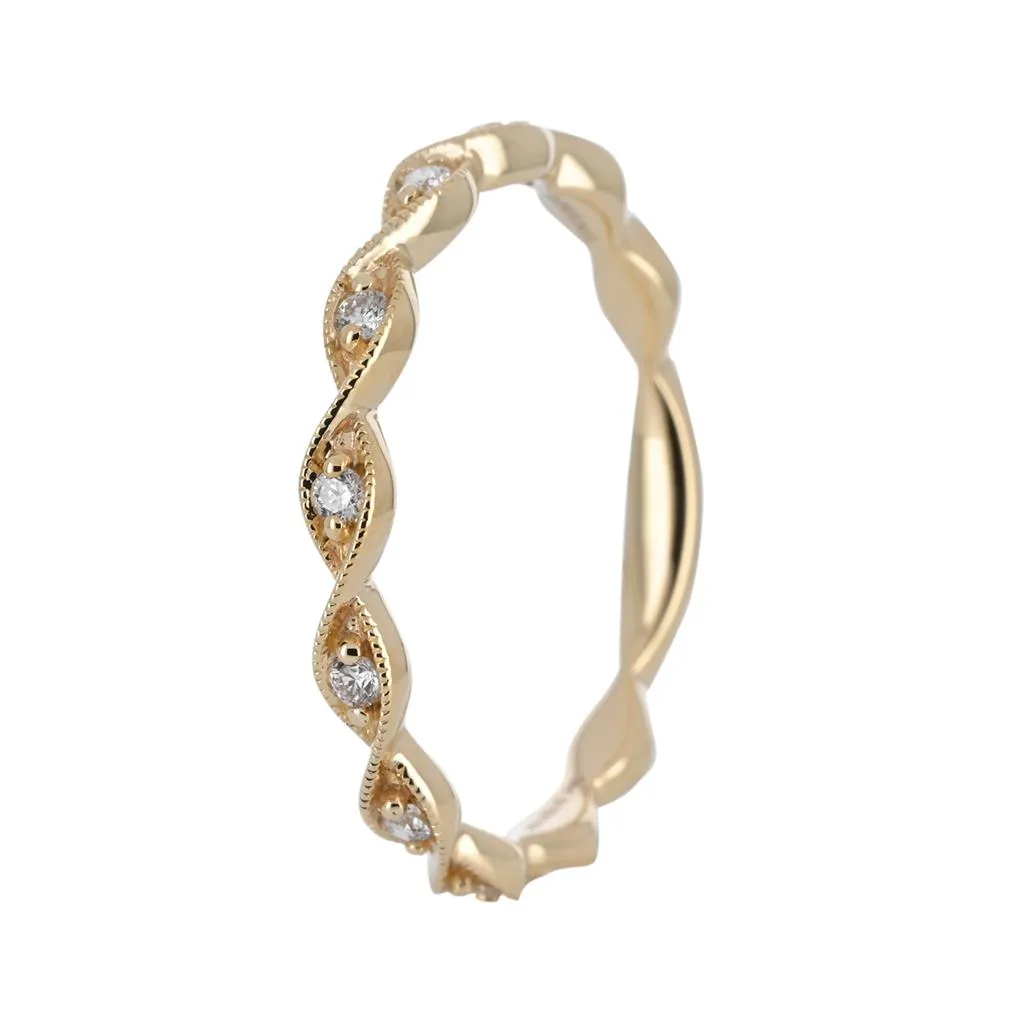 Marquise Twist Stackable Band | 0.15ct | Yellow Gold