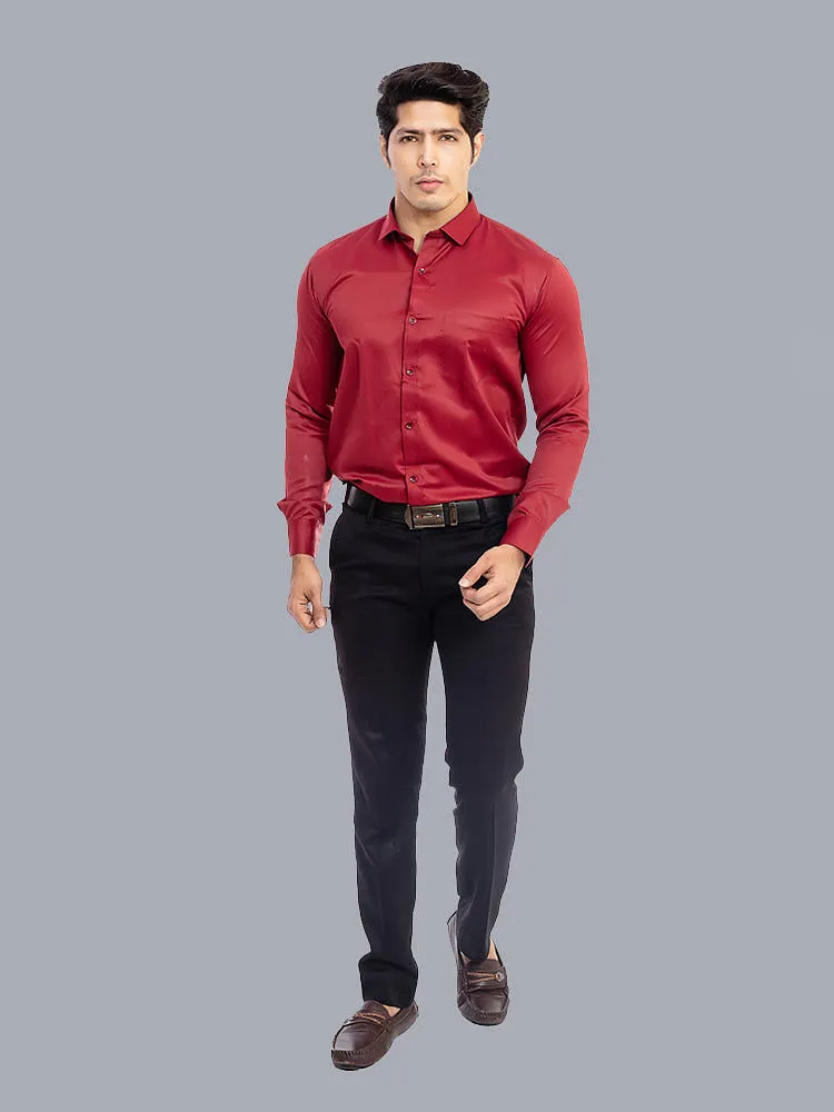 Mehroon Solid Giza Cotton Formal Shirts