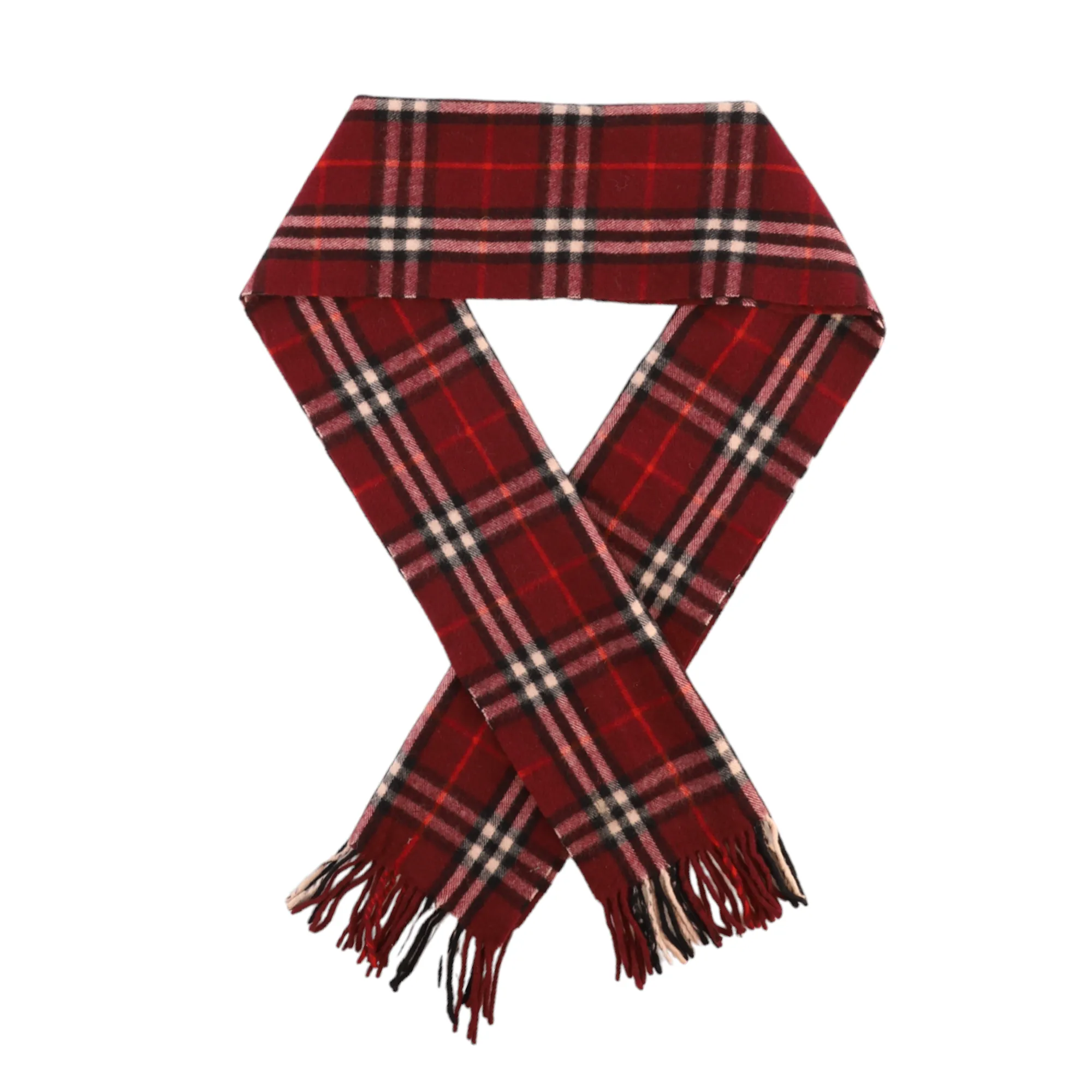 Men's Checkered Wool Scarf Burgundy