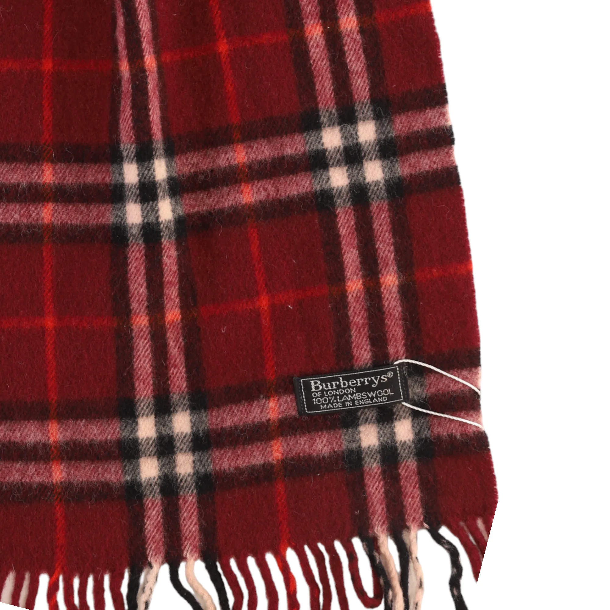 Men's Checkered Wool Scarf Burgundy