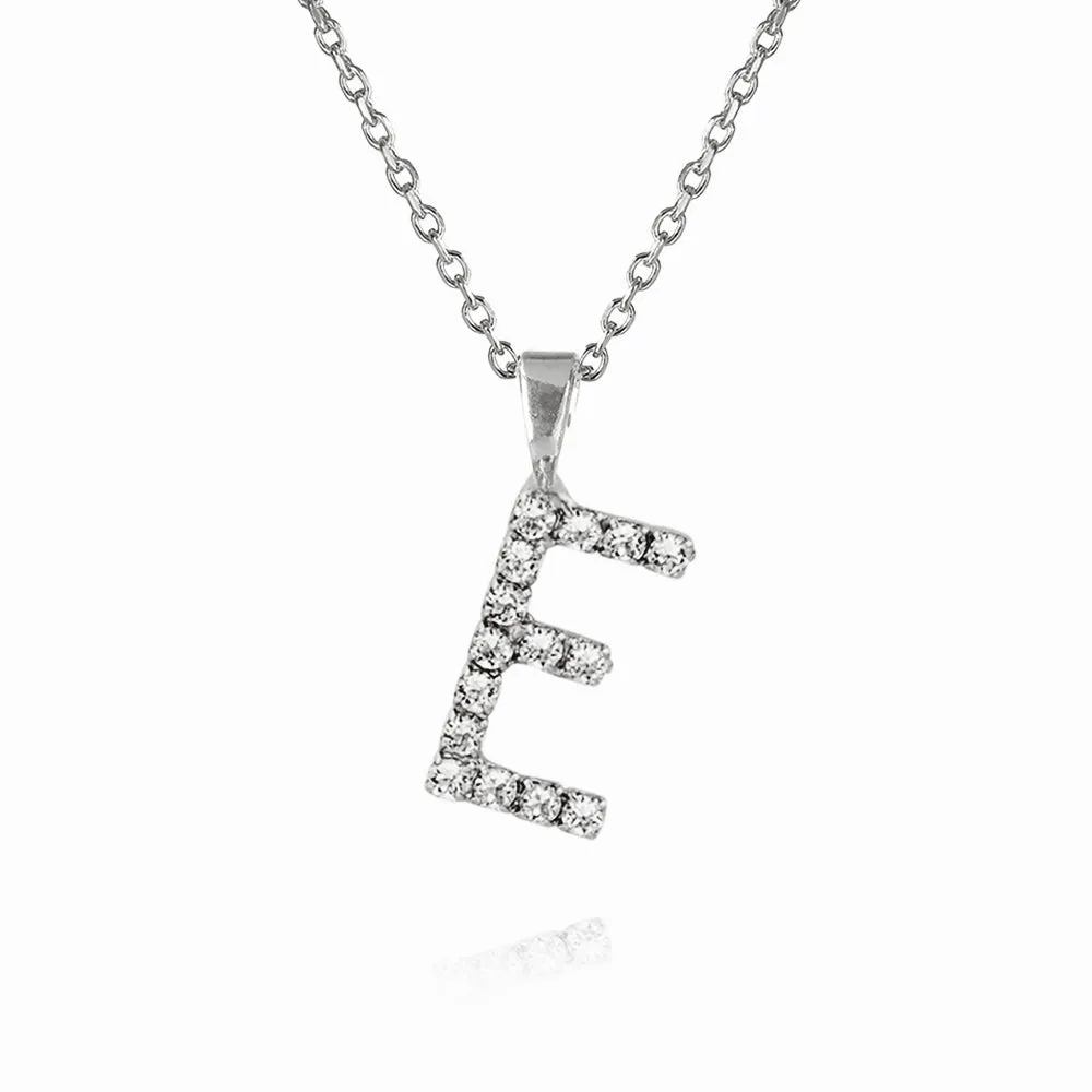 Mini Letter Necklace E / Crystal