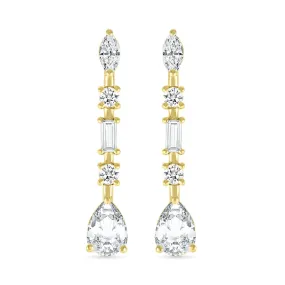 Mixed Shape White Sapphire Dangle Earrings