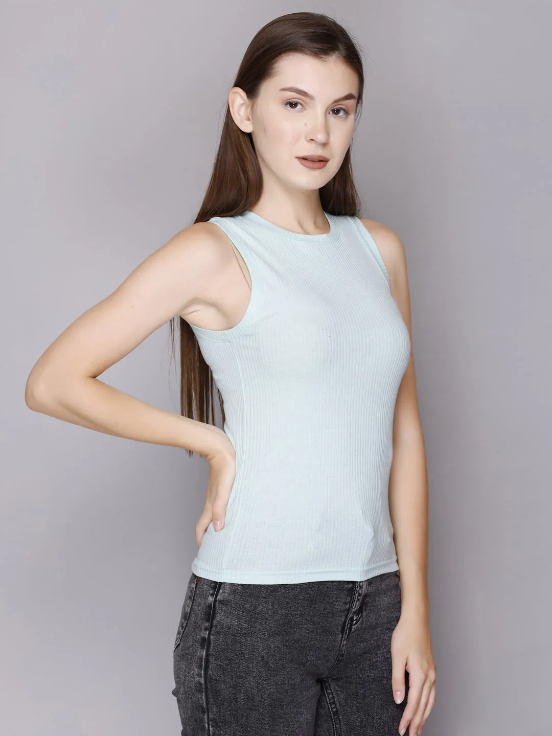 Modish Rib Tank Top-Women/Girls